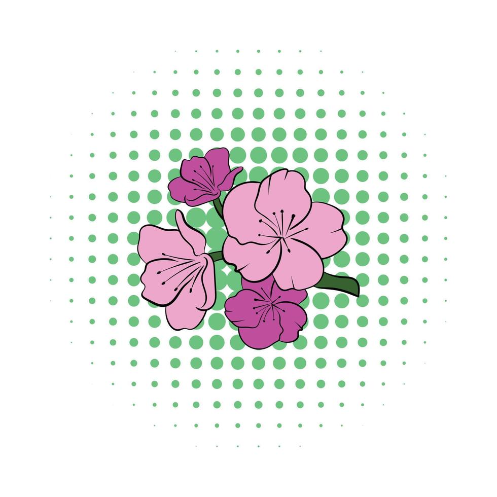 icono de sakura en estilo cómic vector