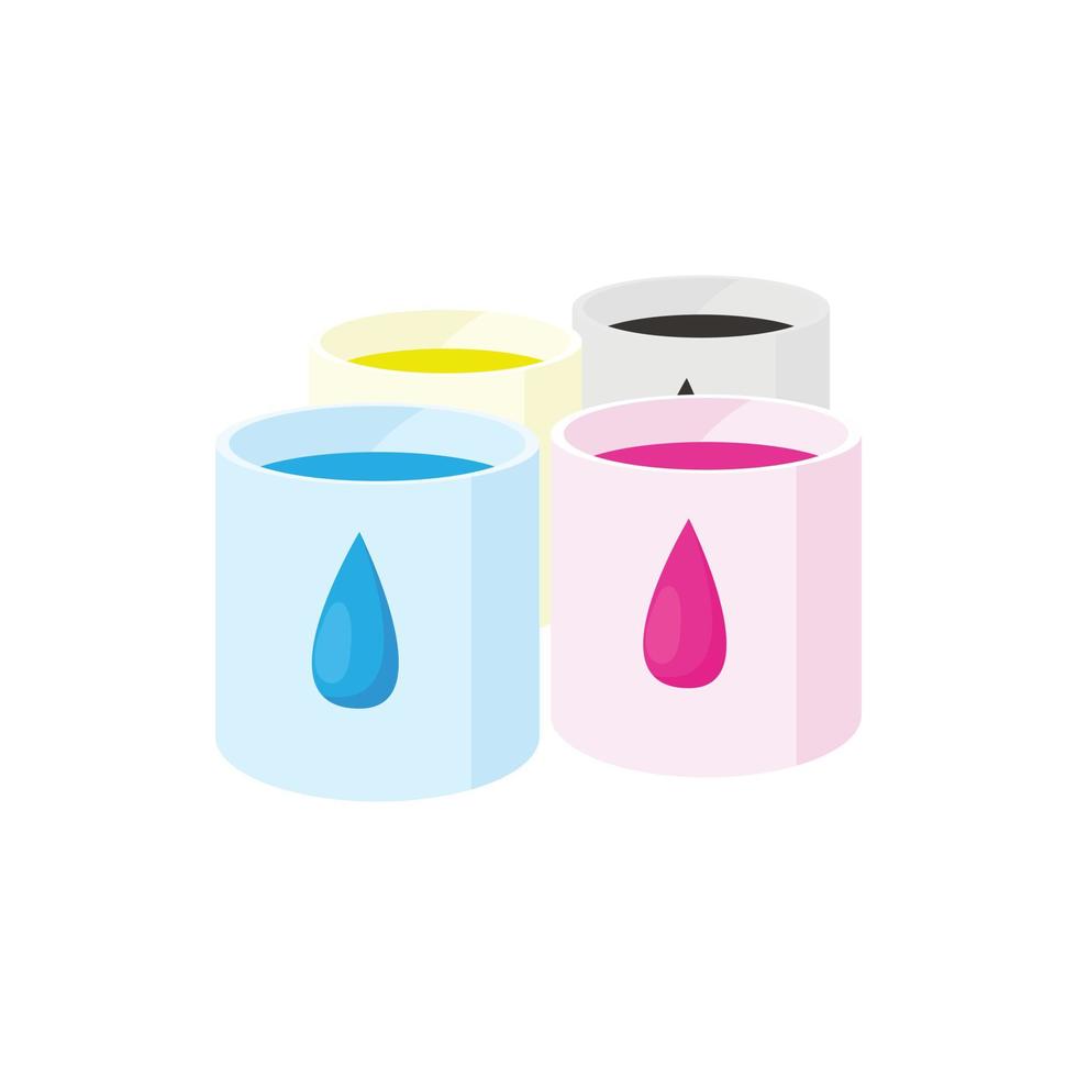 Color cartridges for printer icon, cartoon style vector