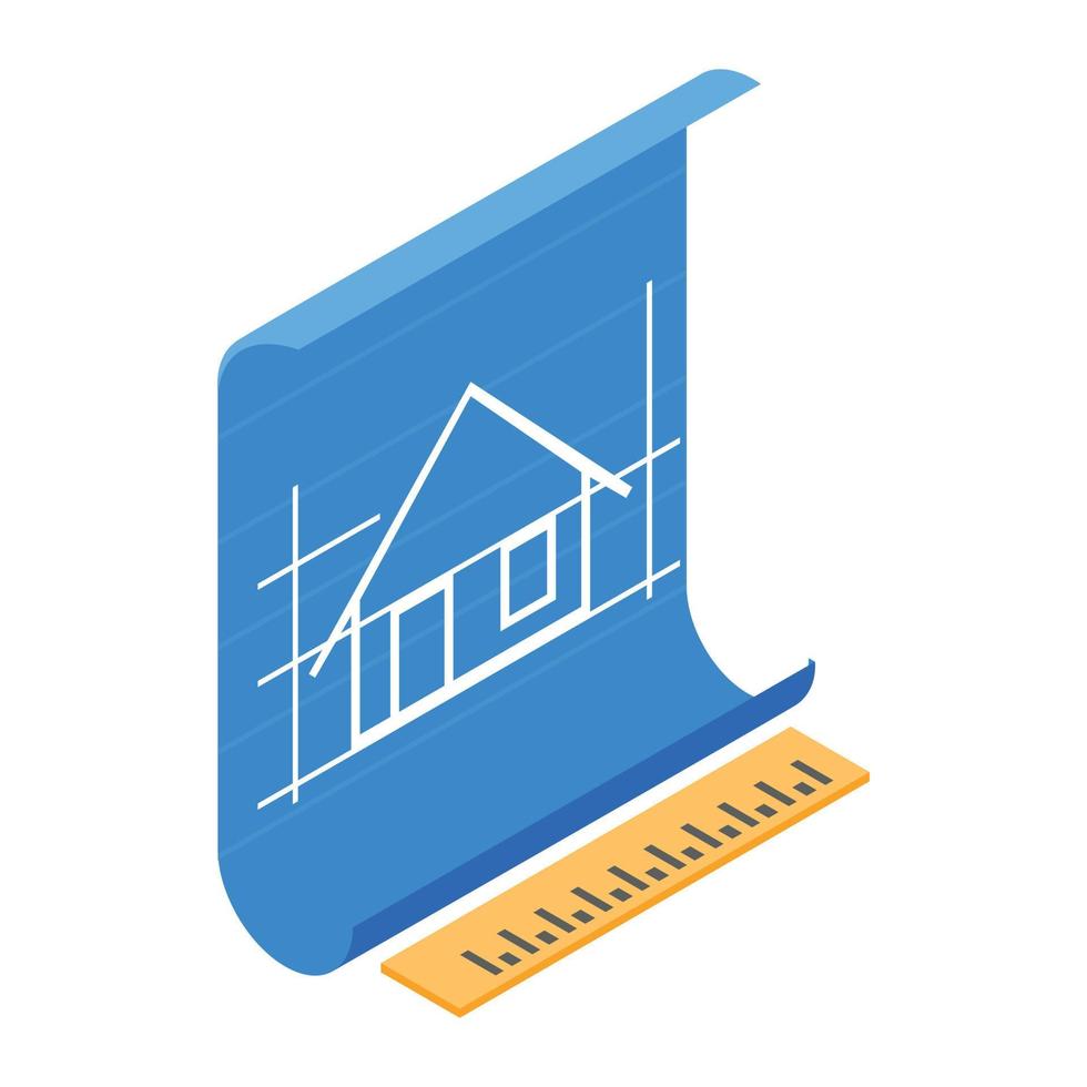 Architectural project icon, isometric 3d style vector