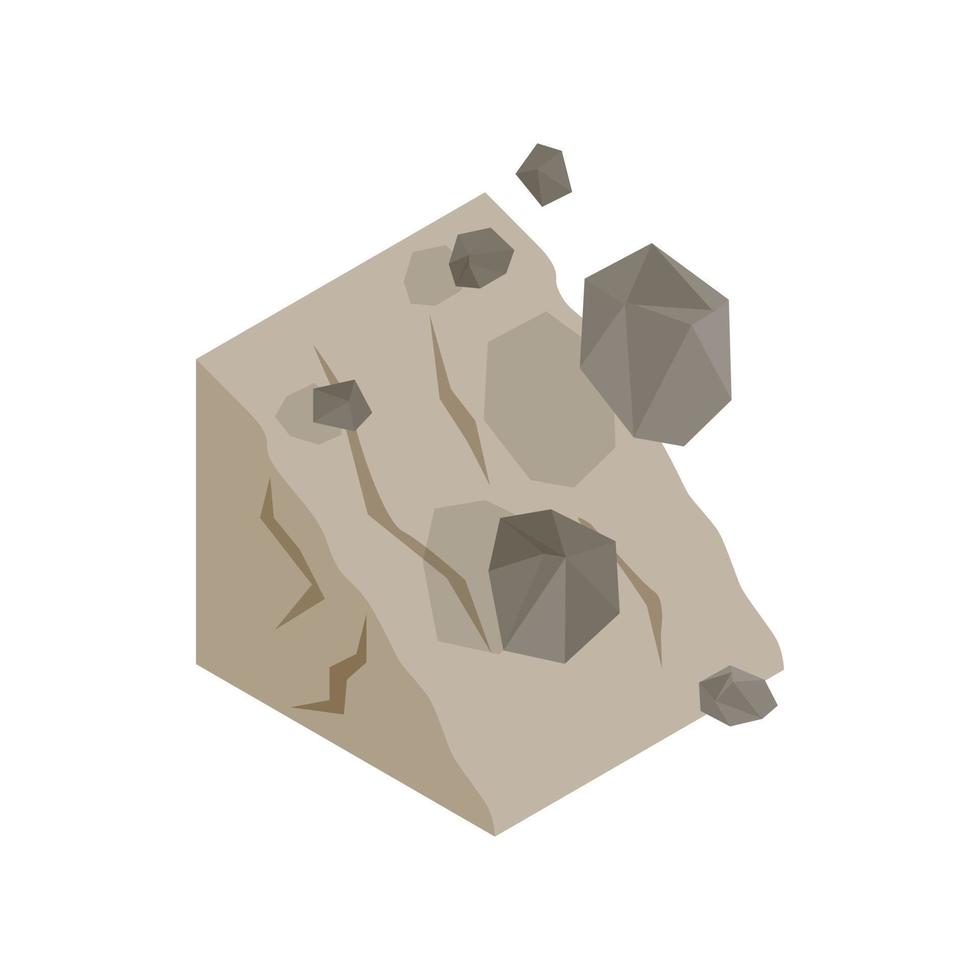 Rockfall icon, isometric 3d style vector