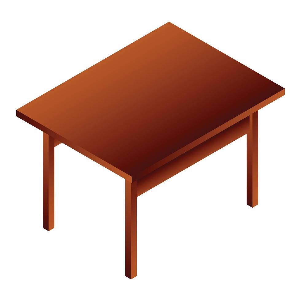 Wood table icon, isometric style vector