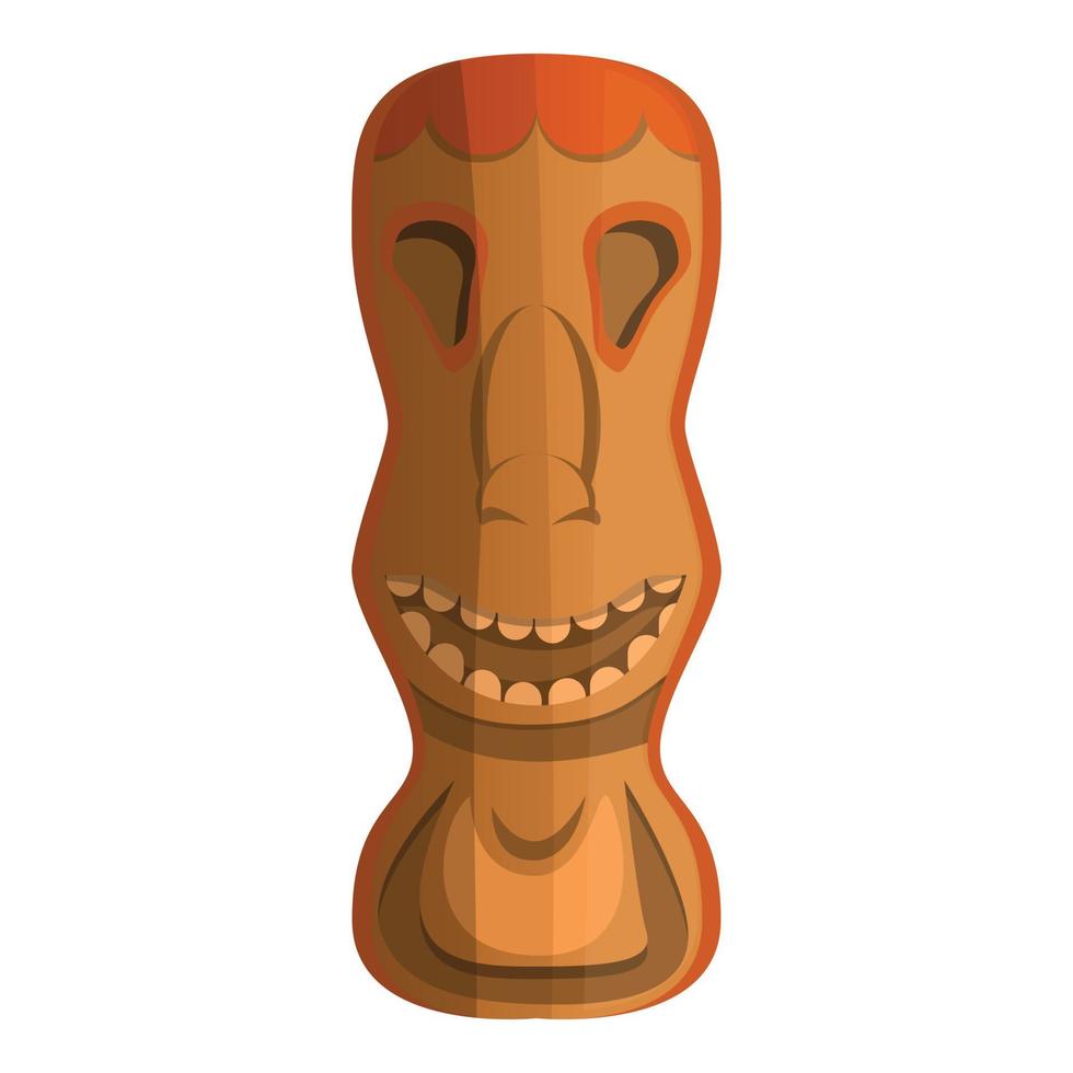Wood tahiti idol icon, cartoon style vector