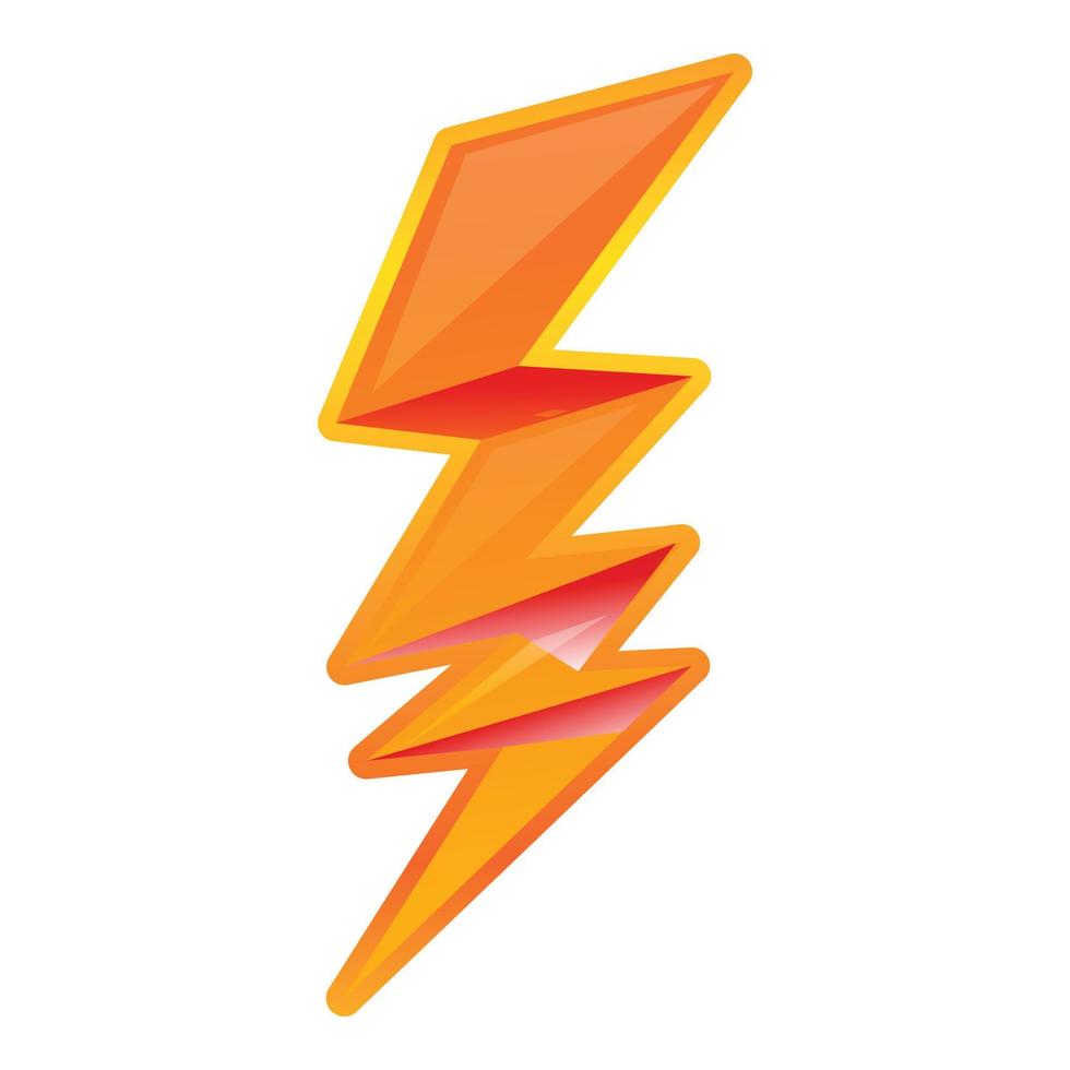 Warning lighting bolt icon, cartoon style vector