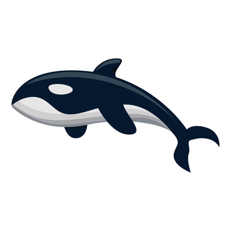 icono de ballena orca, estilo de dibujos animados vector