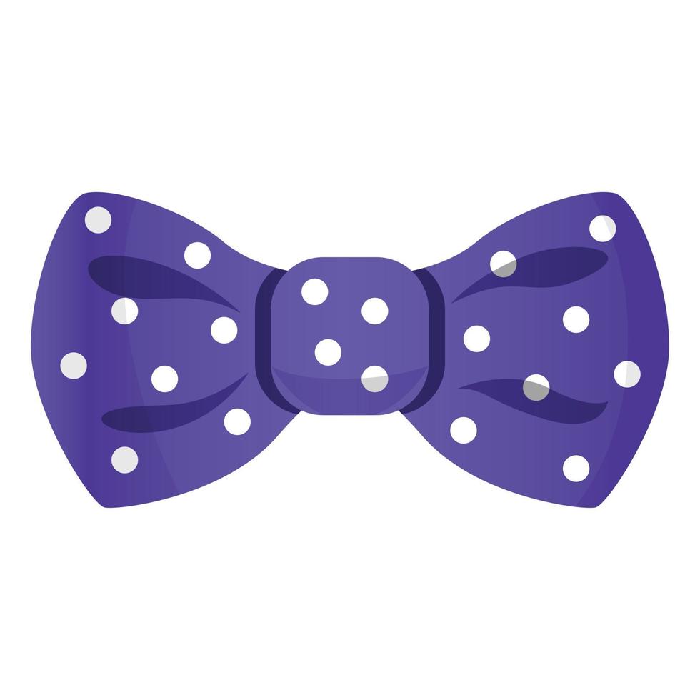 Purple dotted bowtie icon, cartoon style vector