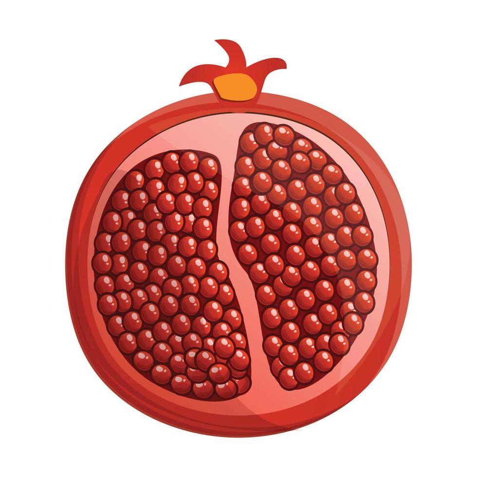 Half of pomegranate icon, cartoon style vector