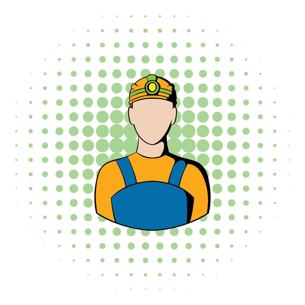 Coal miner icon, comics style vector
