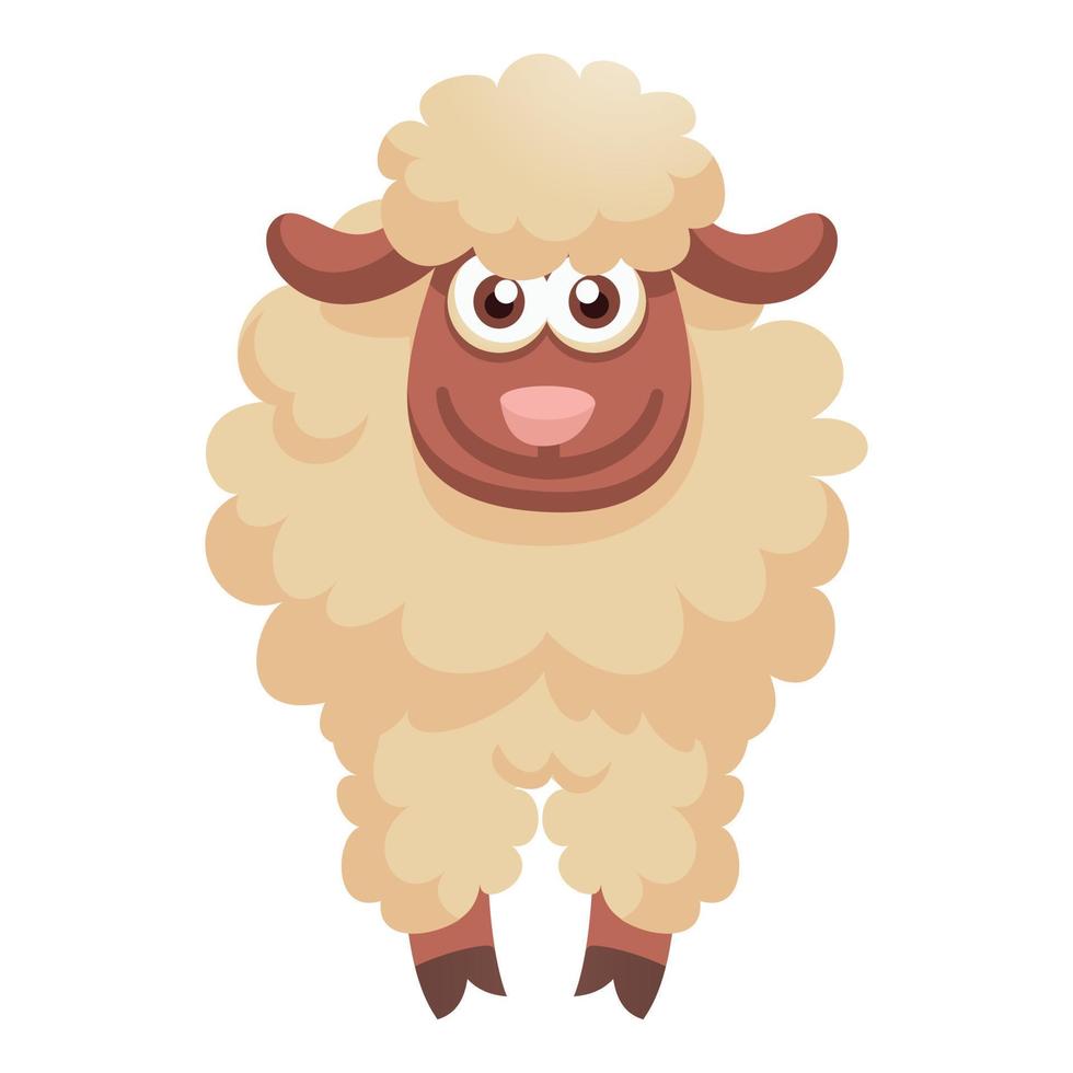 Smiling sheep icon, cartoon style vector