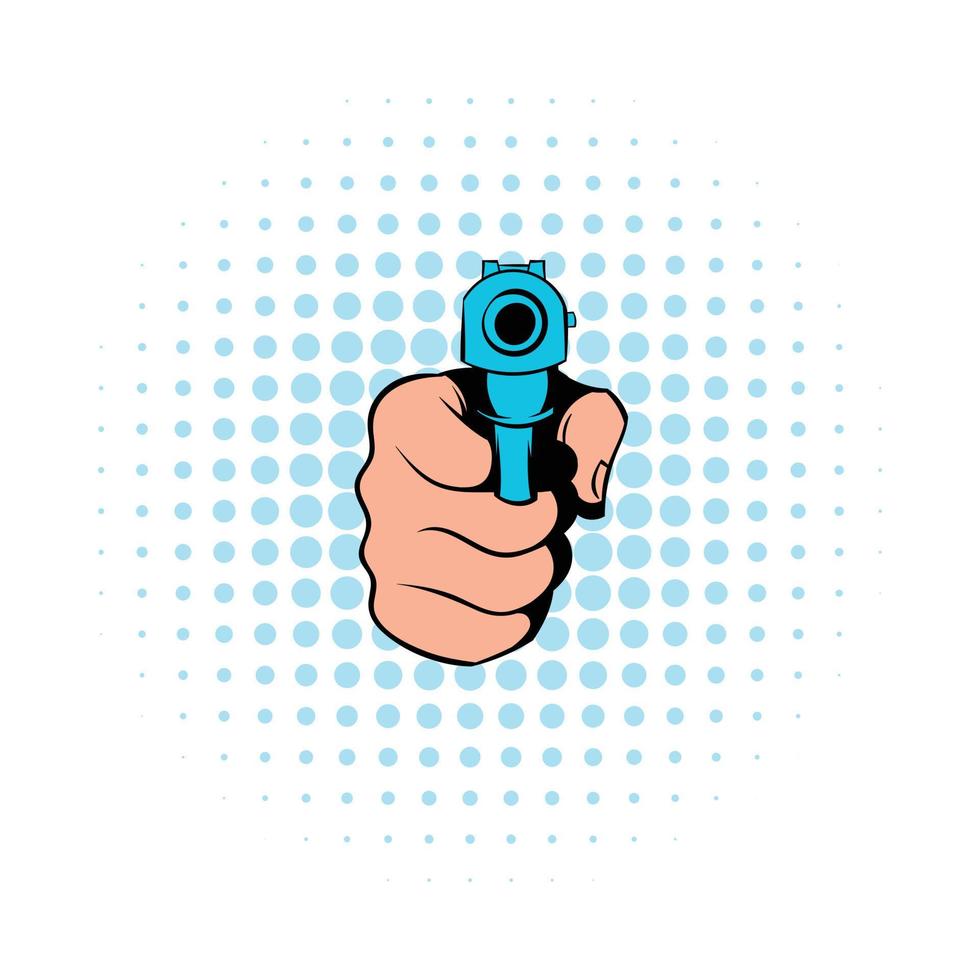 Hand pointing with the gun icon, comics style vector