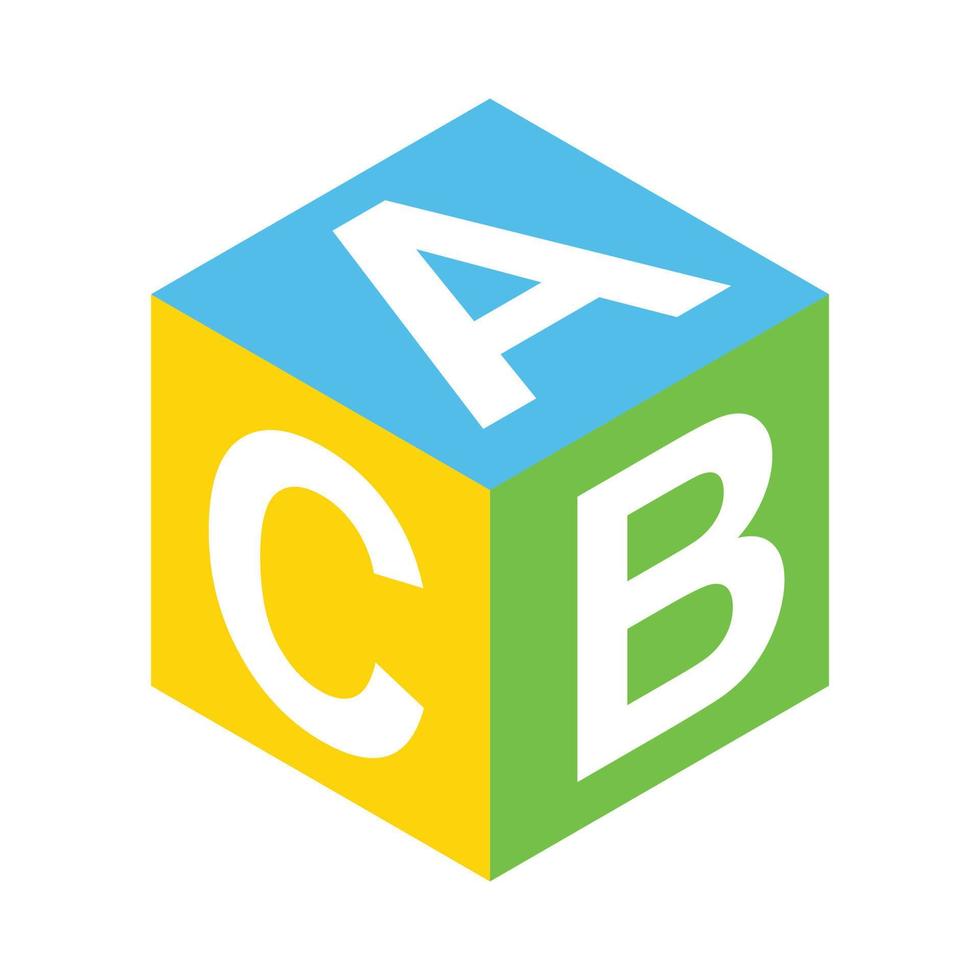 icono 3d isométrico del bloque abc vector