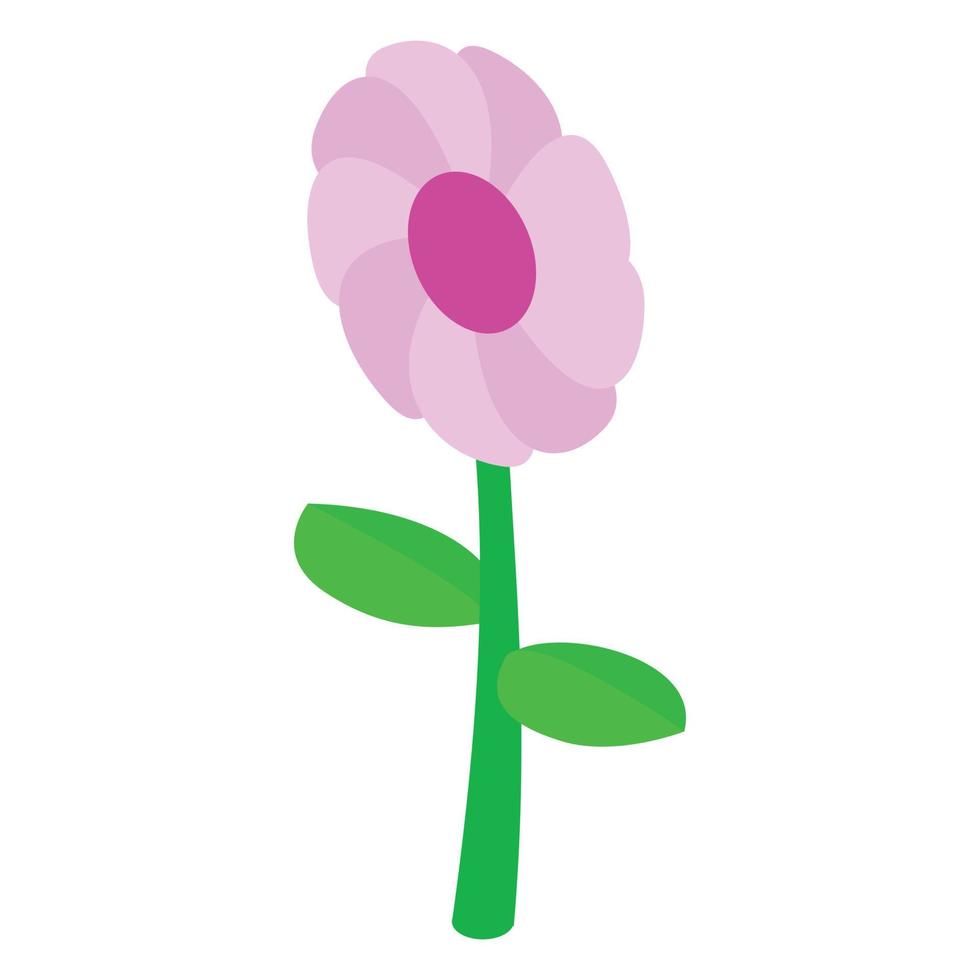 Pink flower icon, isometric 3d style vector