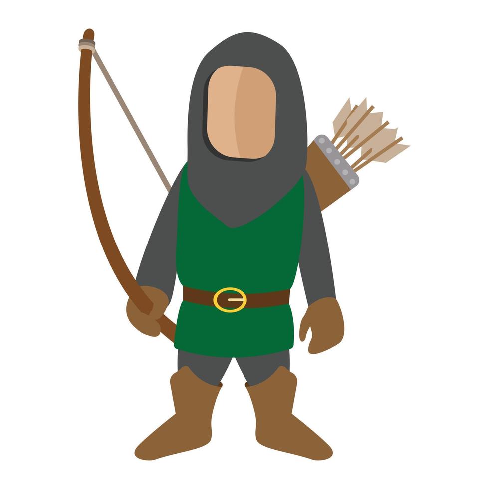 Medieval character archer cartoon icon vector