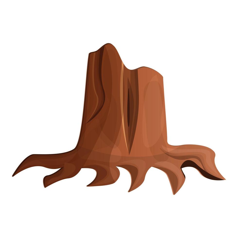 Natural tree stump icon, cartoon style vector