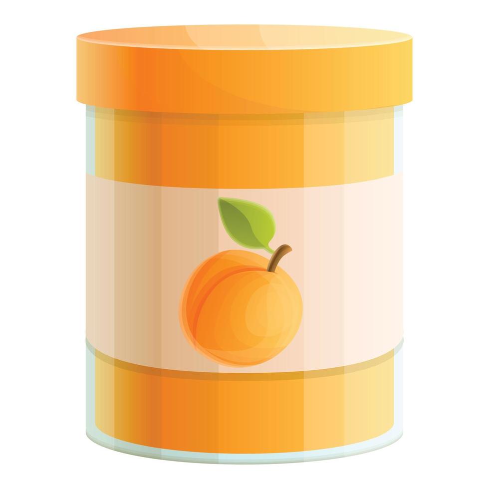 Apricot jam jar icon, cartoon style vector