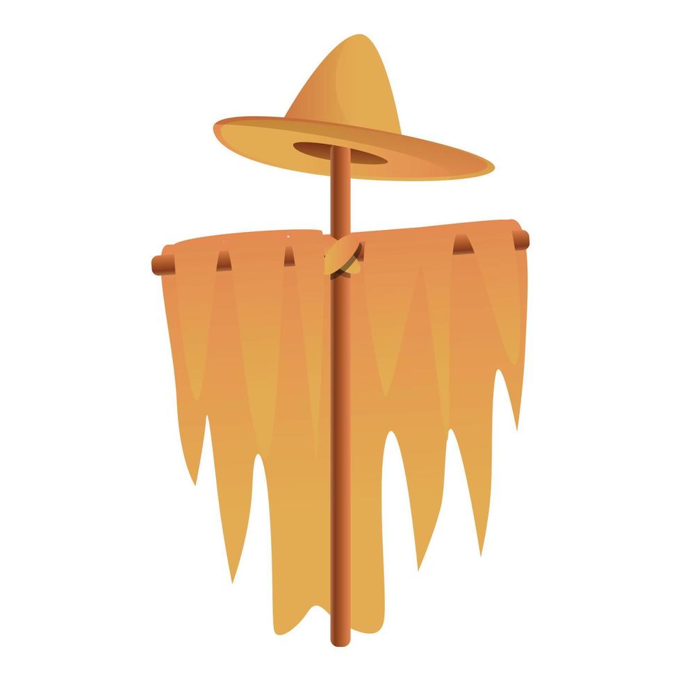 Textile scarecrow icon, cartoon style vector