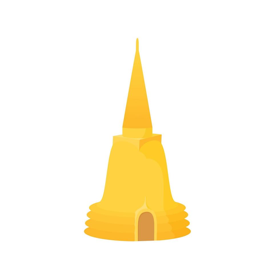 monte dorado, icono de tailandia, estilo de dibujos animados vector