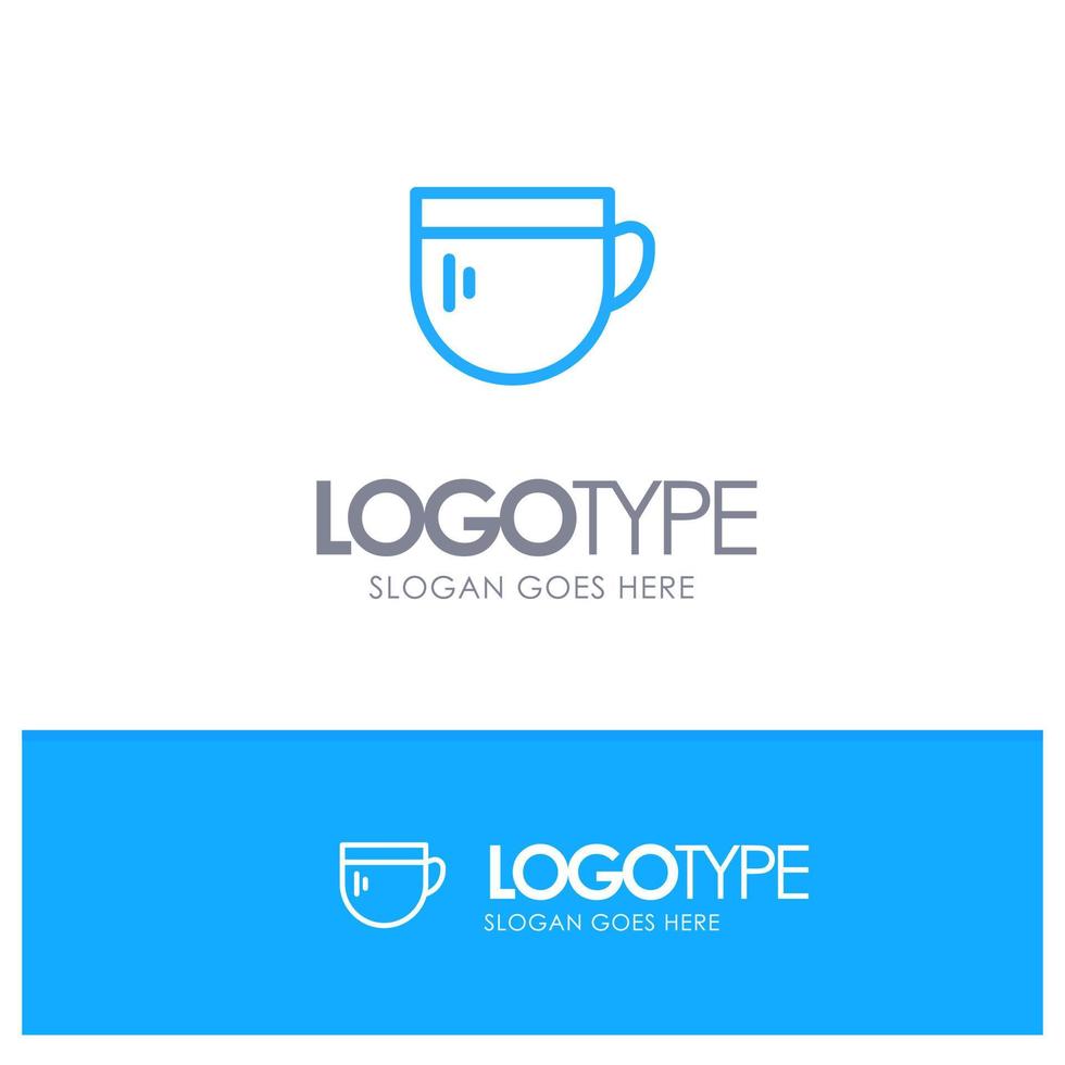 logotipo de contorno azul básico de taza de té y café con lugar para el eslogan vector
