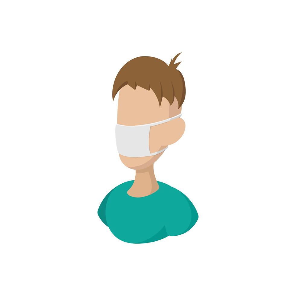 Man wearing medical mask cartoon icon vector