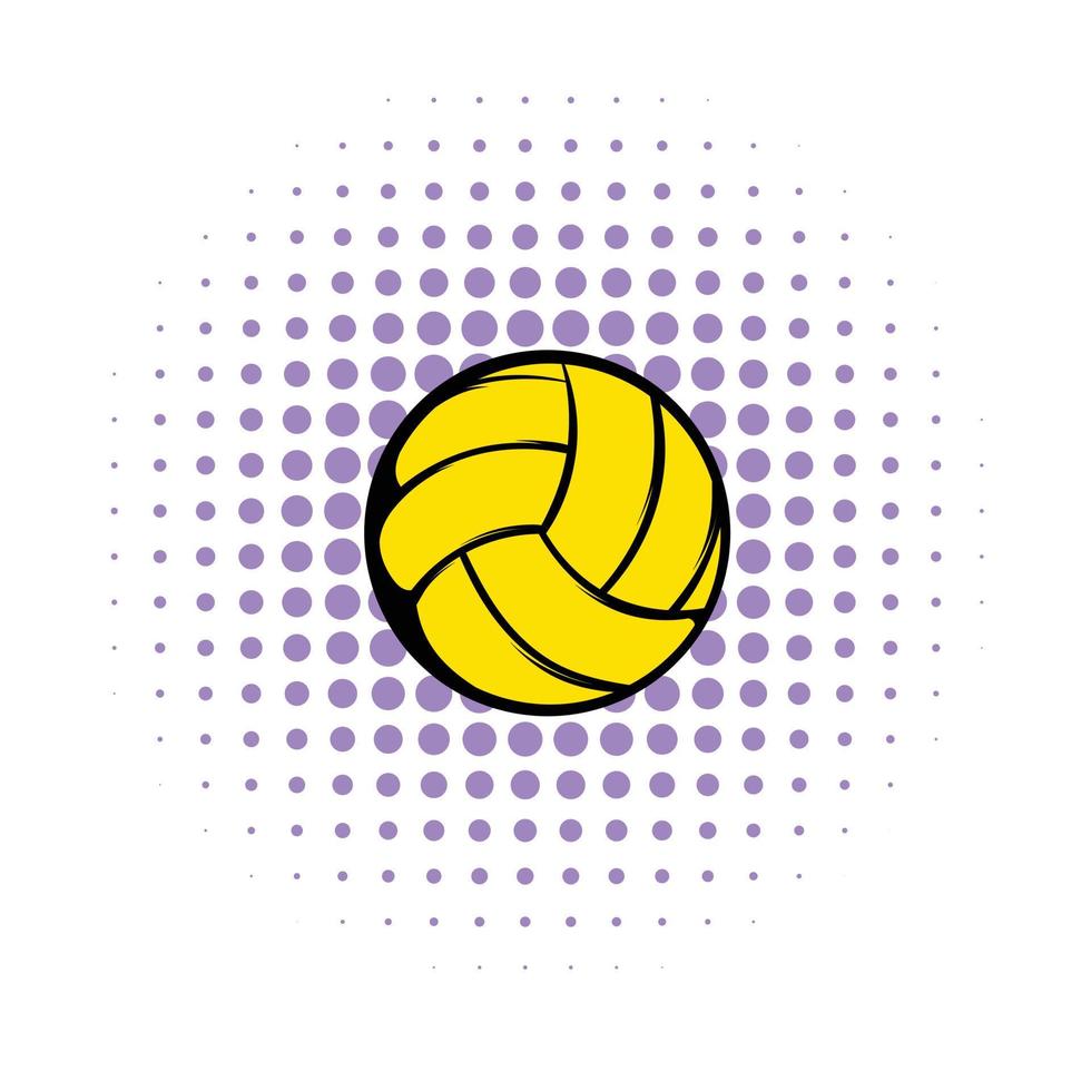 Yellow volleyball ball icon, comics style vector