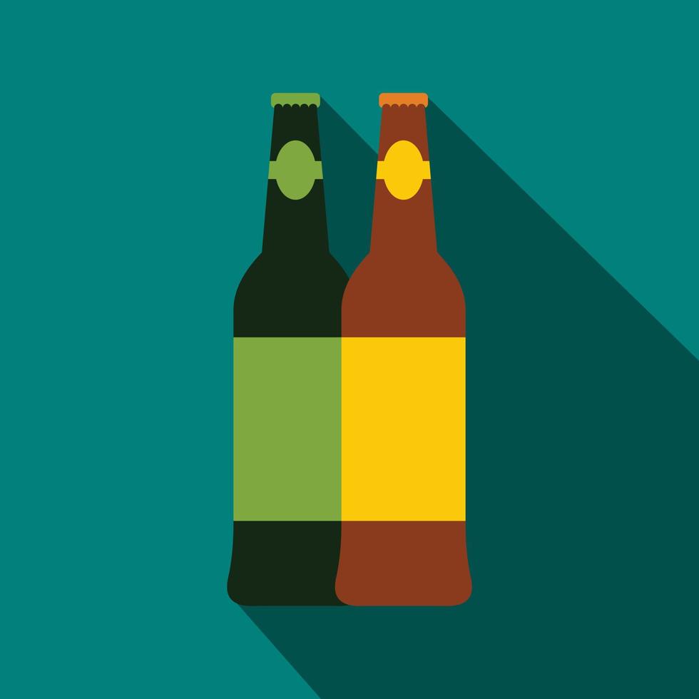 Two bottles of beer icon, flat style vector