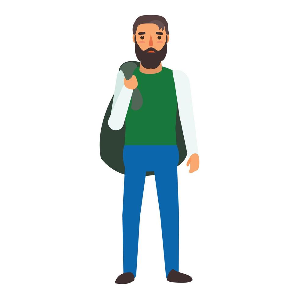 Muslim man refugee icon, flat style vector