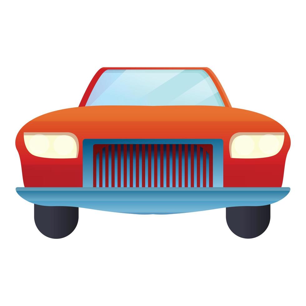 Front red cabriolet icon, cartoon style vector