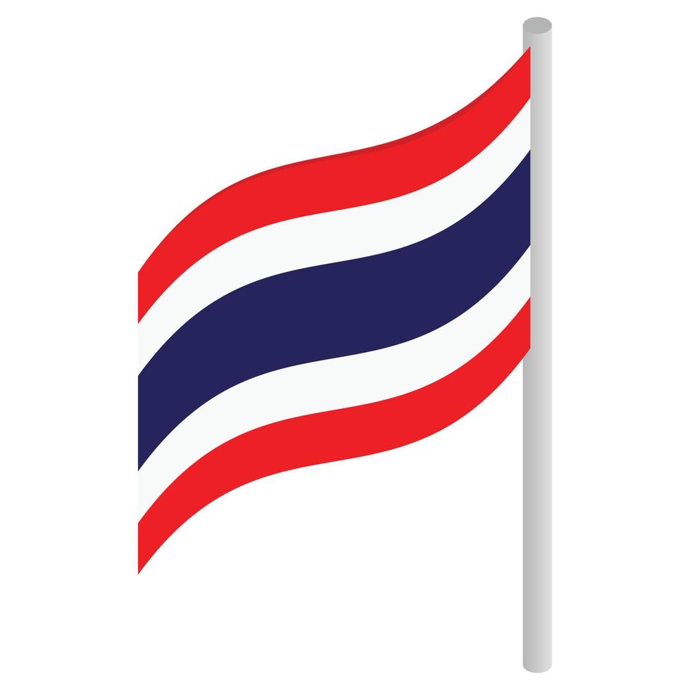 icono de la bandera de tailandia, estilo 3d isométrico vector