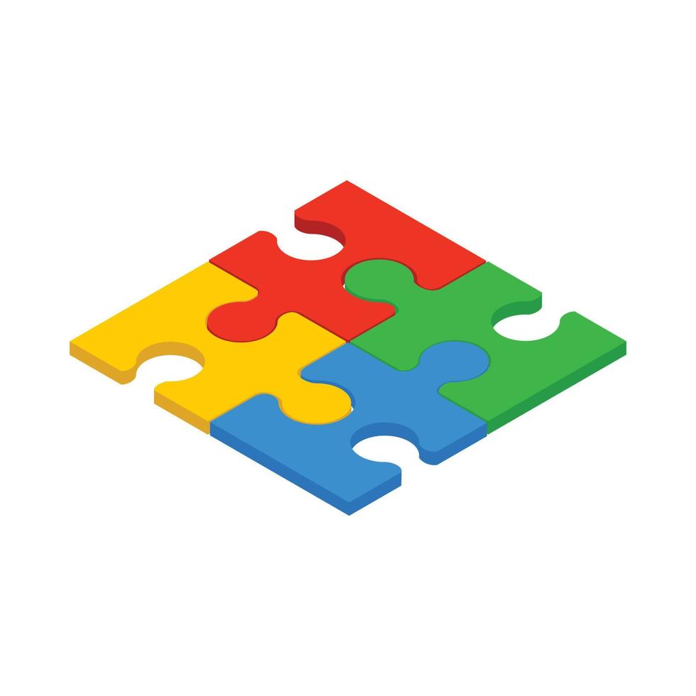 Puzzle icon, isometric 3d style vector