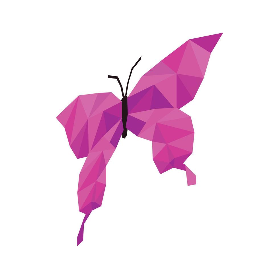 Pink butterfly icon, isometric 3d style vector