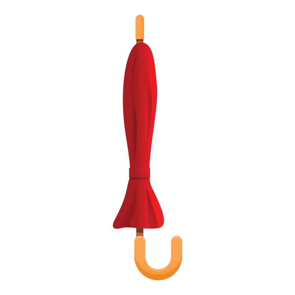 Closed red umbrella icon, cartoon style vector