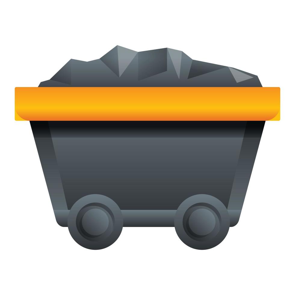 Coal cart wagon icon, cartoon style vector