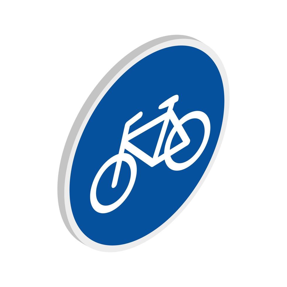 icono de signo de bicicleta azul, estilo 3d isométrico vector