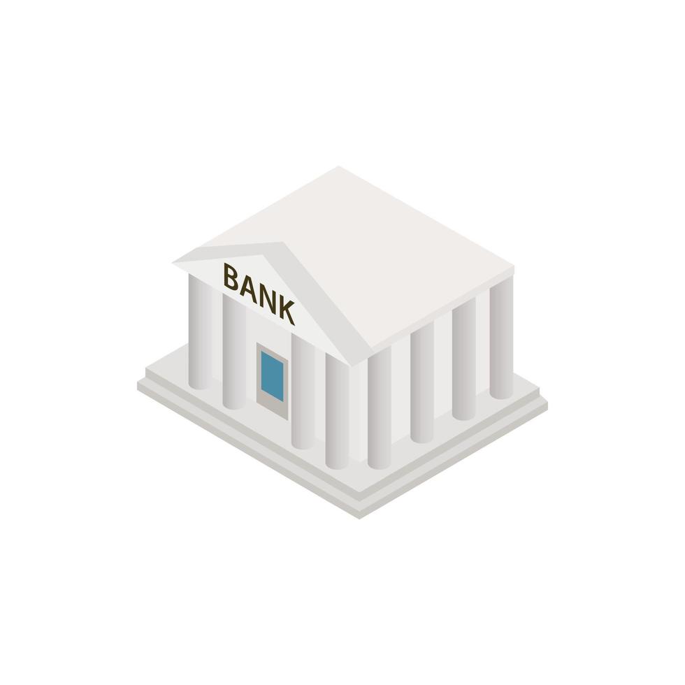 Bank building icon, isometric 3d style vector