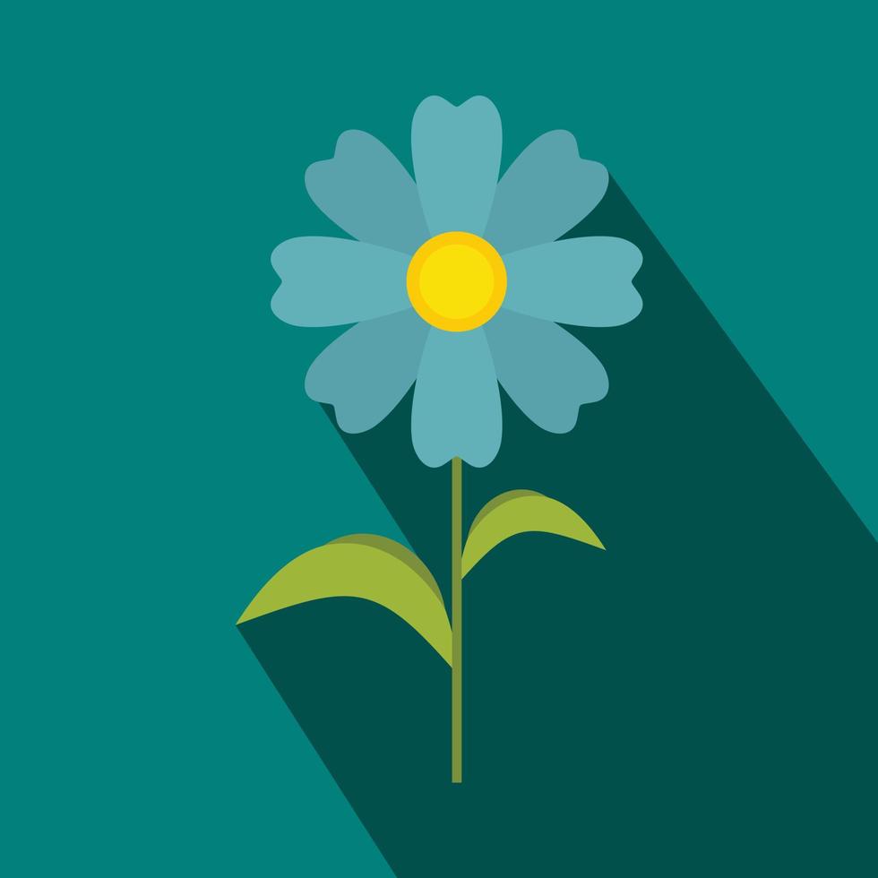 Blue flower icon, flat style vector