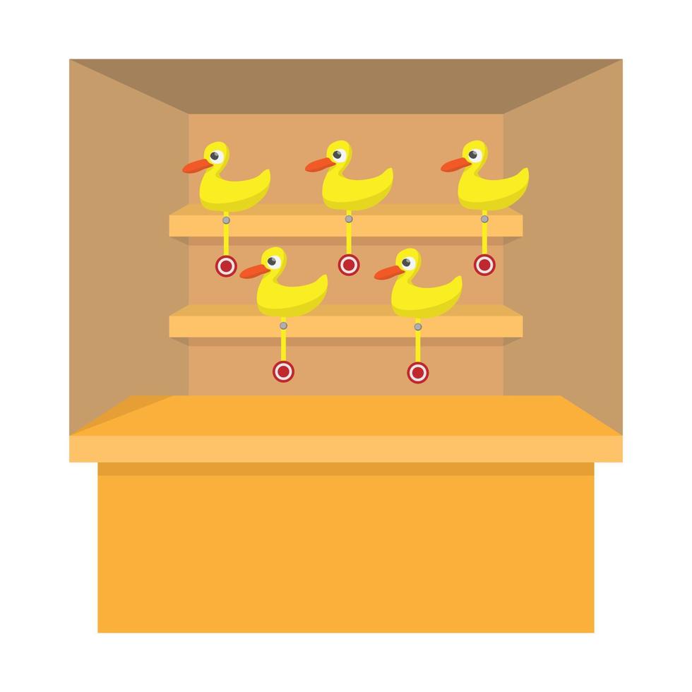 Shooting game with duck target cartoon icon vector