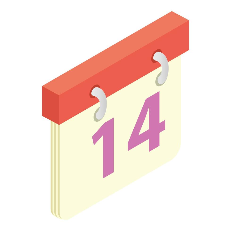 Valentines day calendar isometric 3d icon vector