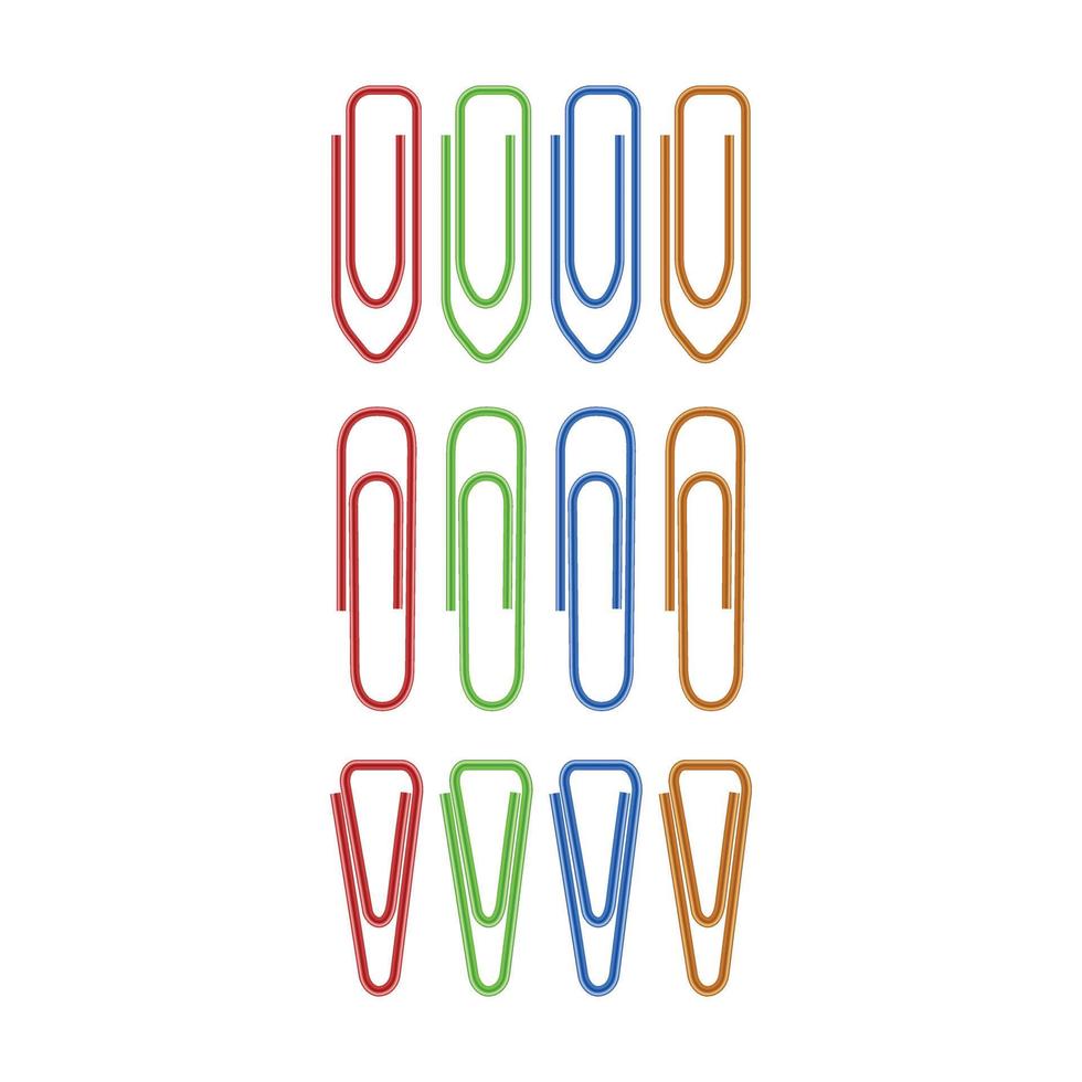 icono de clips de papel de colores, estilo realista vector