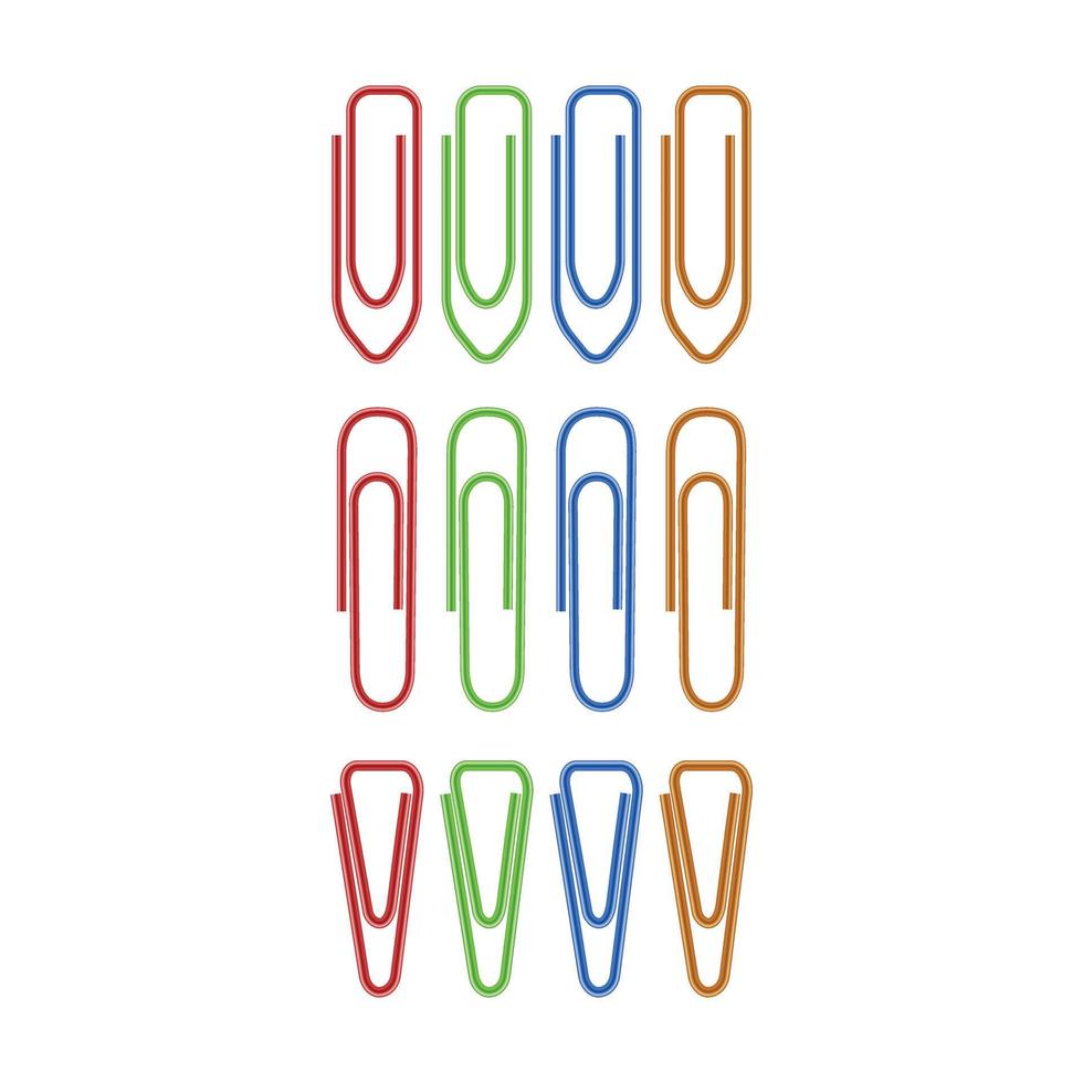 Colorful paper clips icon, realistic style vector