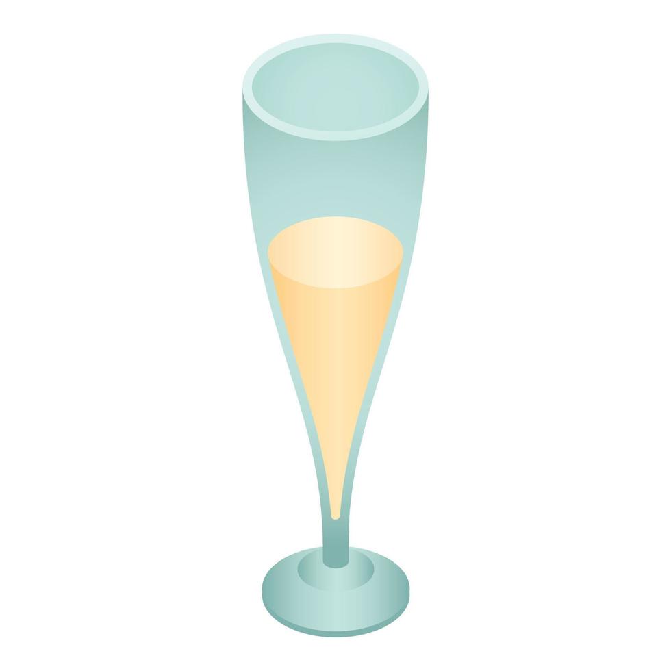 Cold champagne glass icon, isometric style vector