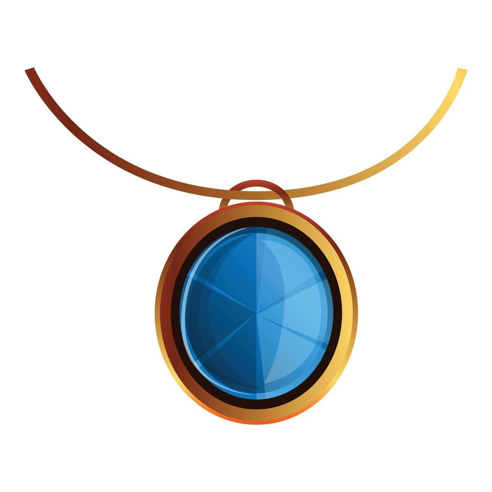 Blue gemstone pendant icon, cartoon style vector