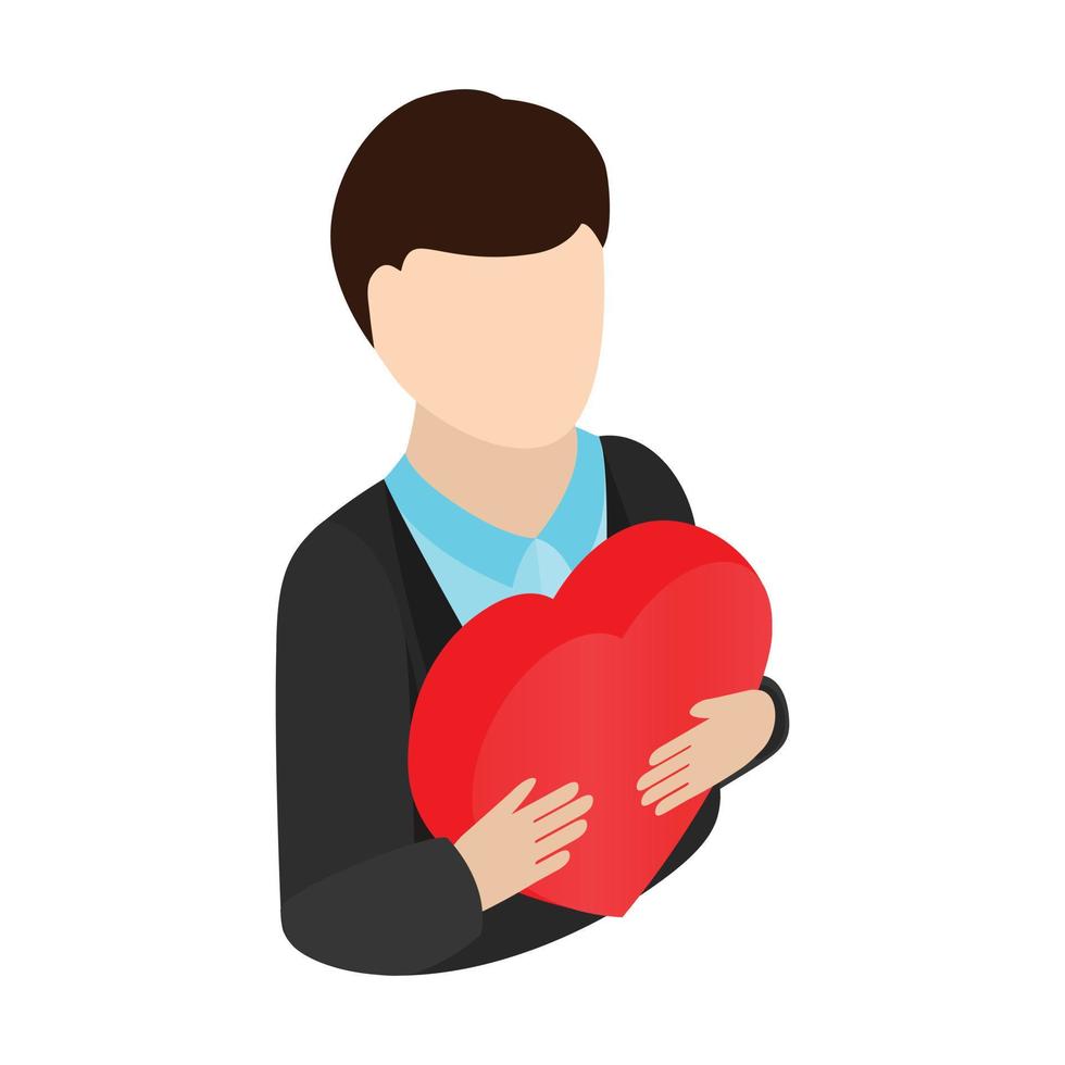 Man gives heart isometric 3d icon vector