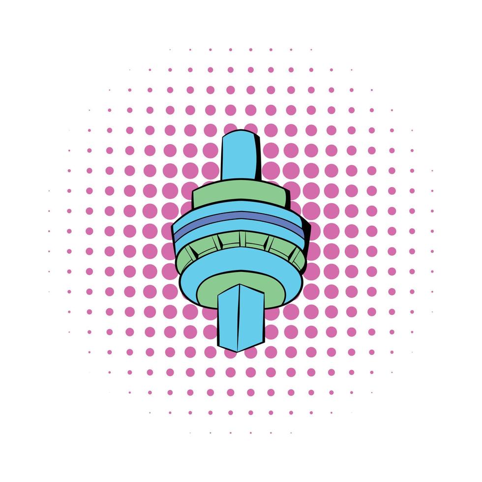 la torre cn en icono de toronto, estilo comics vector