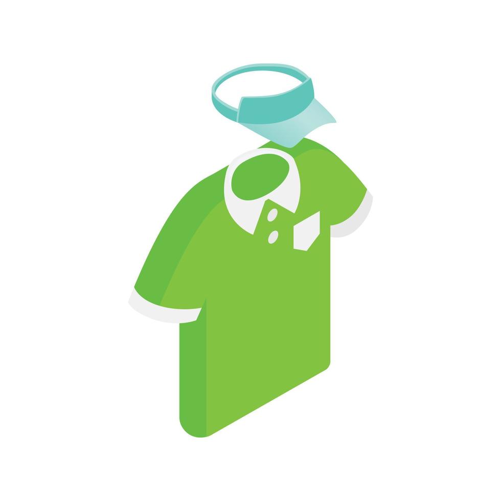 Green man polo shirt and blue cap isometric icon vector