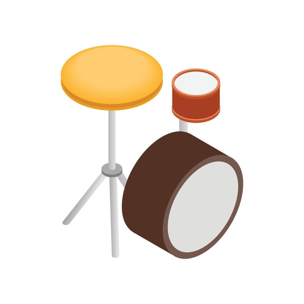 Drum kit icon, isometric 3d style vector