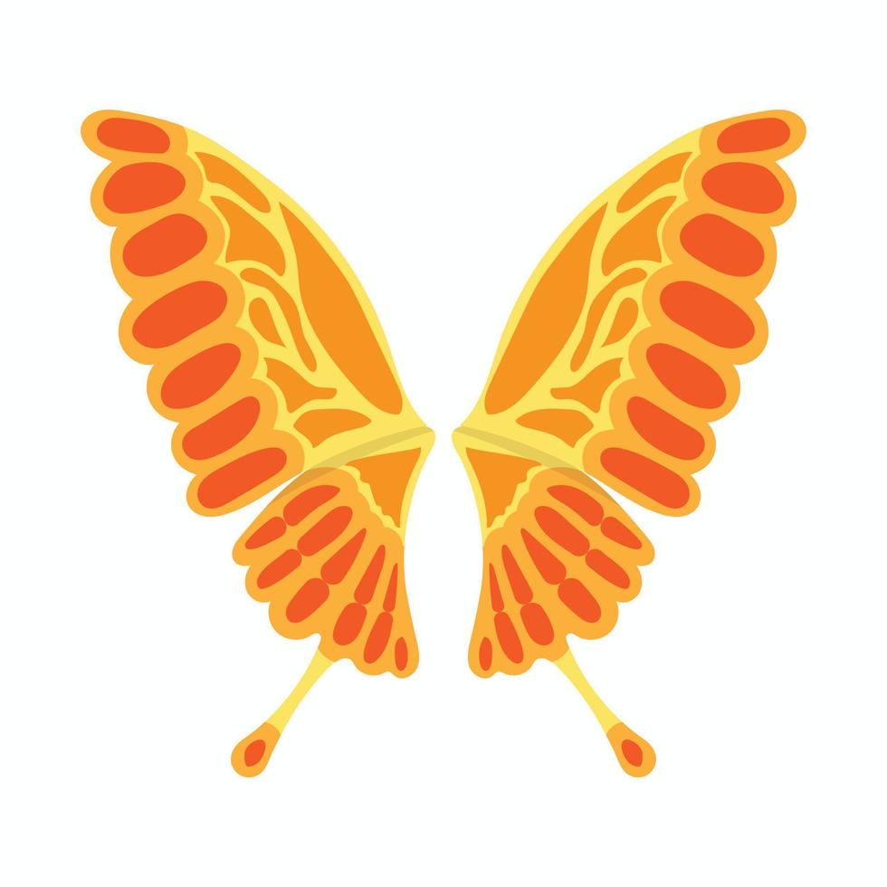 icono de alas de mariposa naranja, estilo de dibujos animados vector
