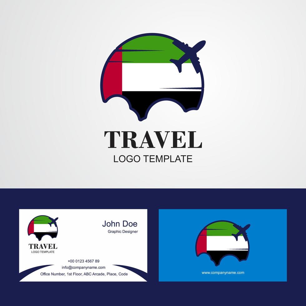 logotipo de la bandera de los emiratos árabes unidos de viaje y diseño de la tarjeta de visita vector