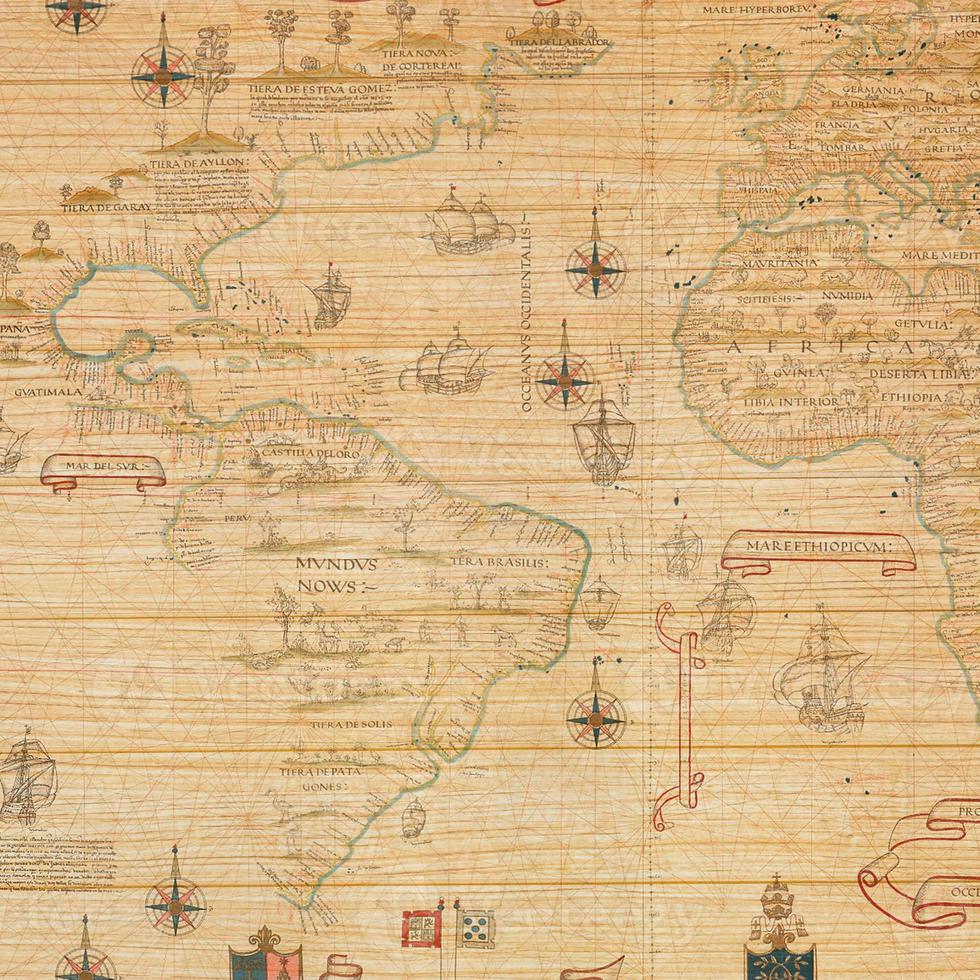 mapa vintage en textura de madera foto