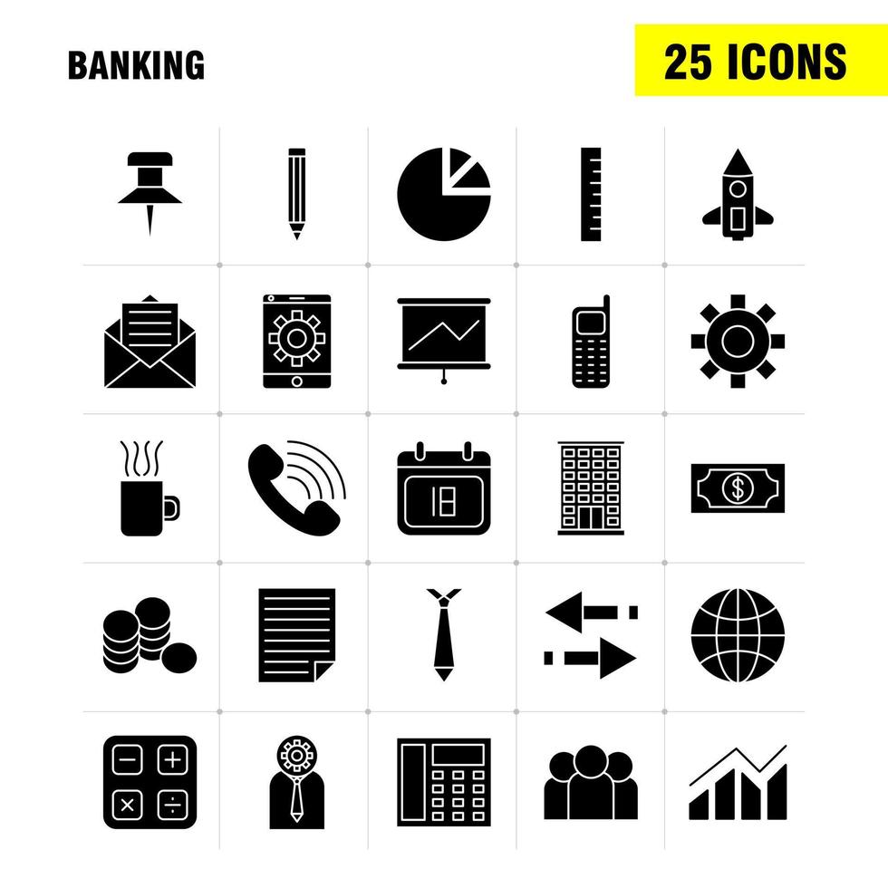 Banking Solid Glyph Icon for Web Print and Mobile UXUI Kit Such as Mobile Setting Mobile Setting Gear Projector Screen Display Pictogram Pack Vector