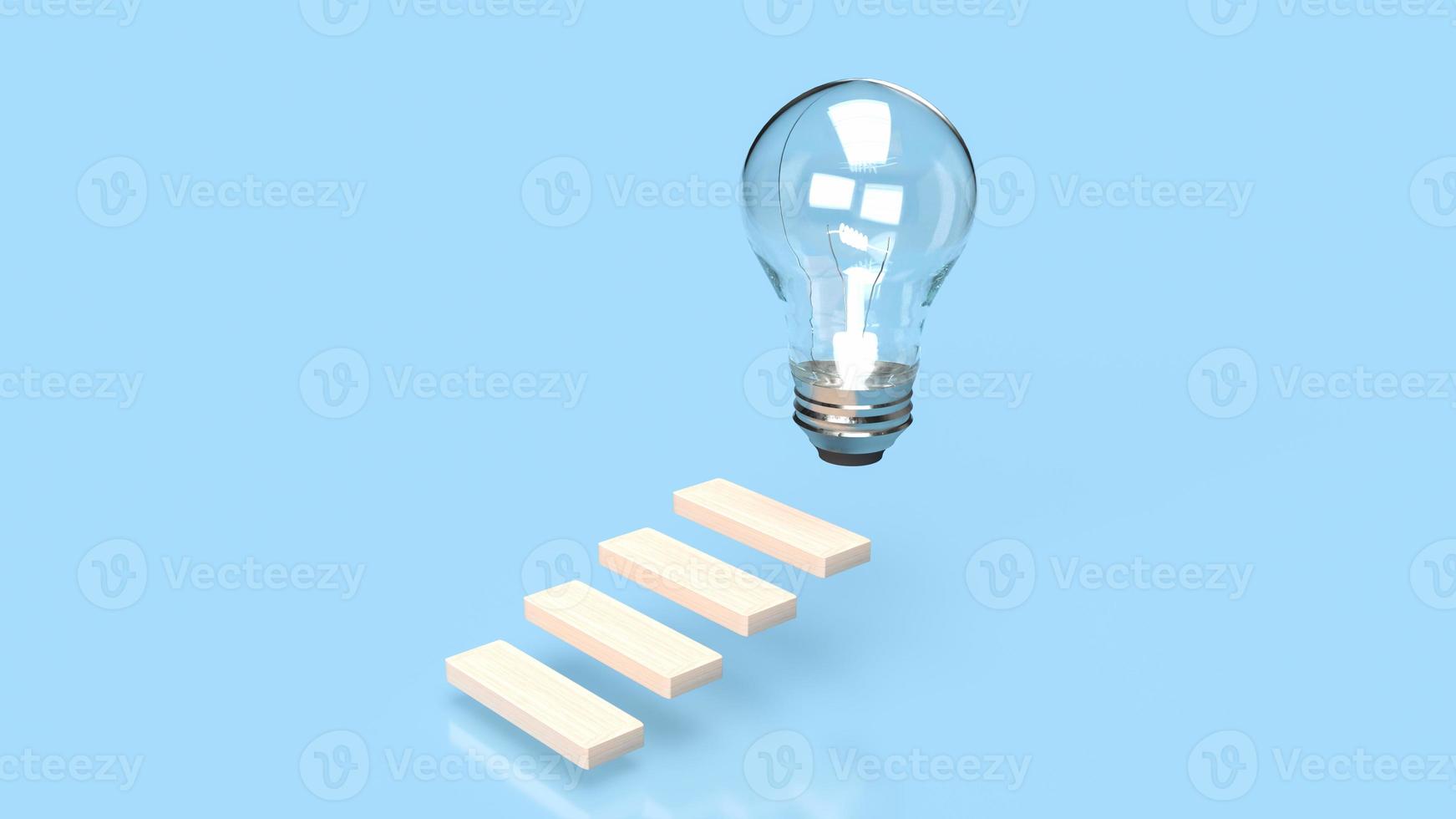 creative thinking, Make money, Business image, wood stairs to the light bulb symbol 3d rendering photo