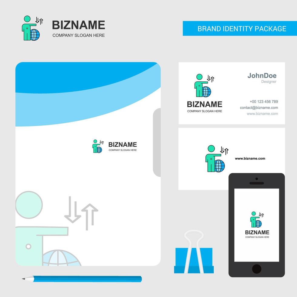 Globe Business Logo File Cover Visiting Card and Mobile App Design Vector Illustration